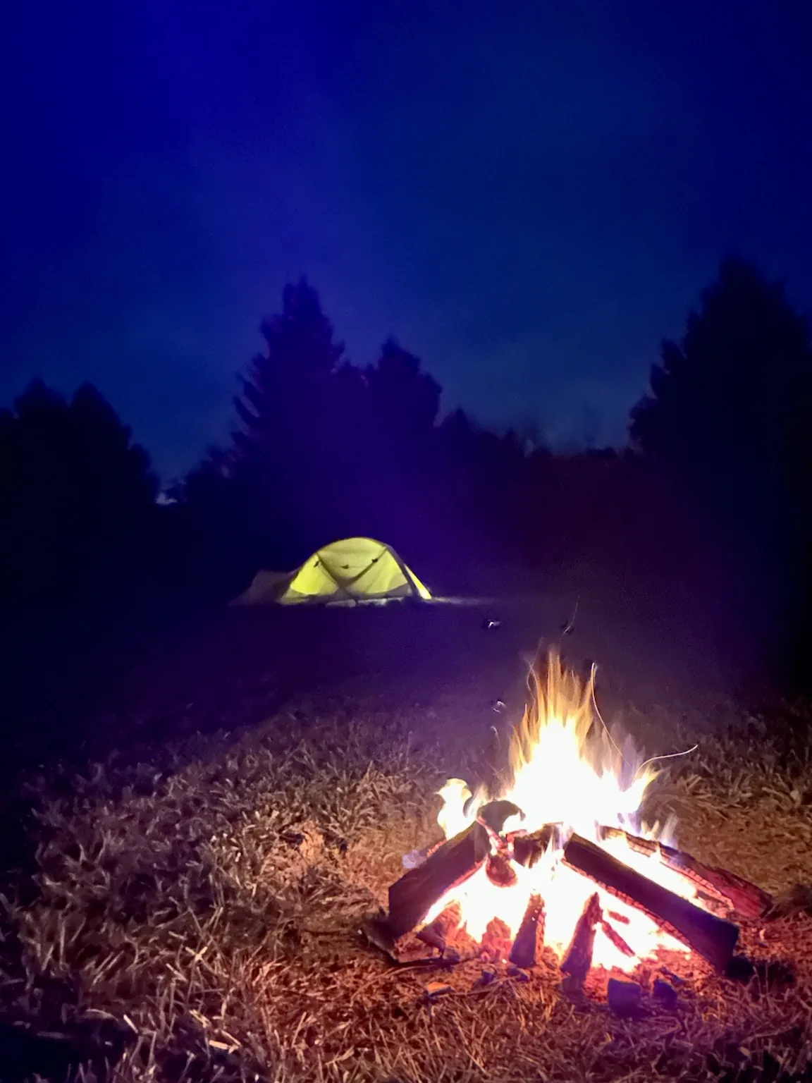 Tent and fire